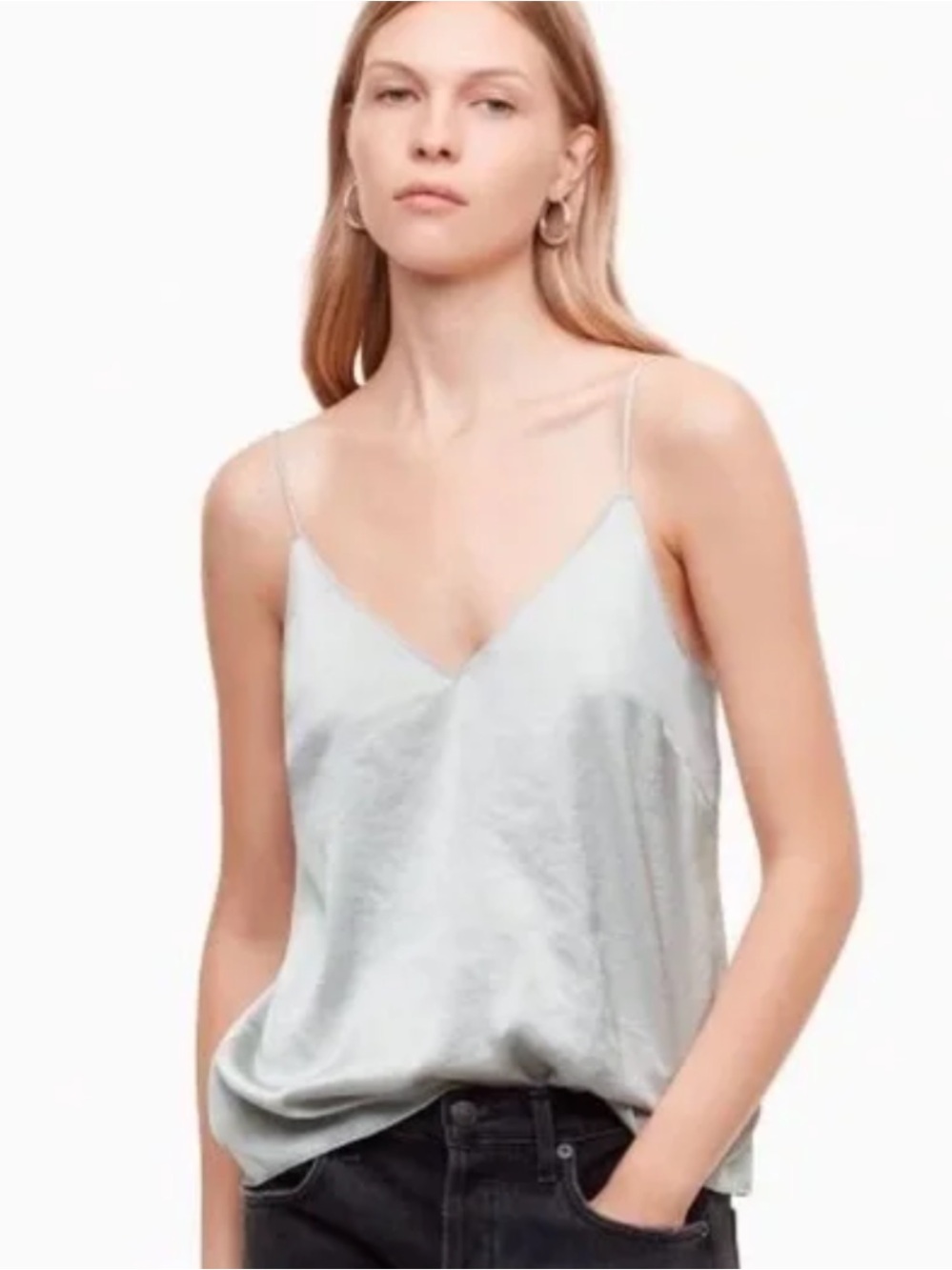 Wilfred 100% Silk Mint green Spaghetti Strap Camisole blouse size large